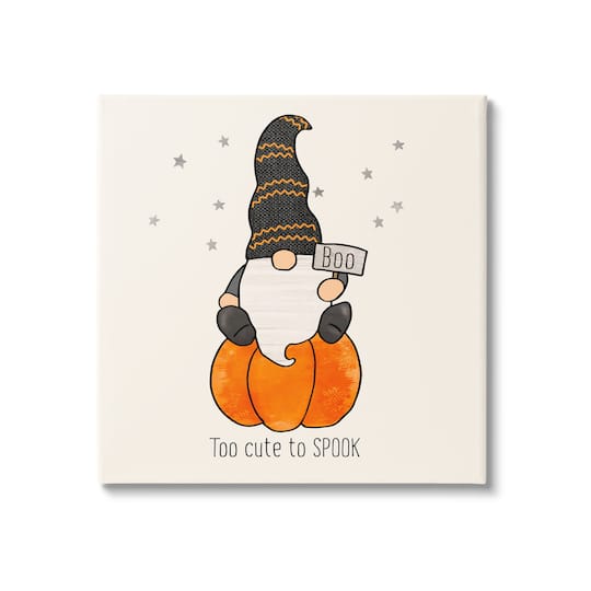 Stupell Industries Too Cute To Spook Gnome Phrase Canvas Wall Art